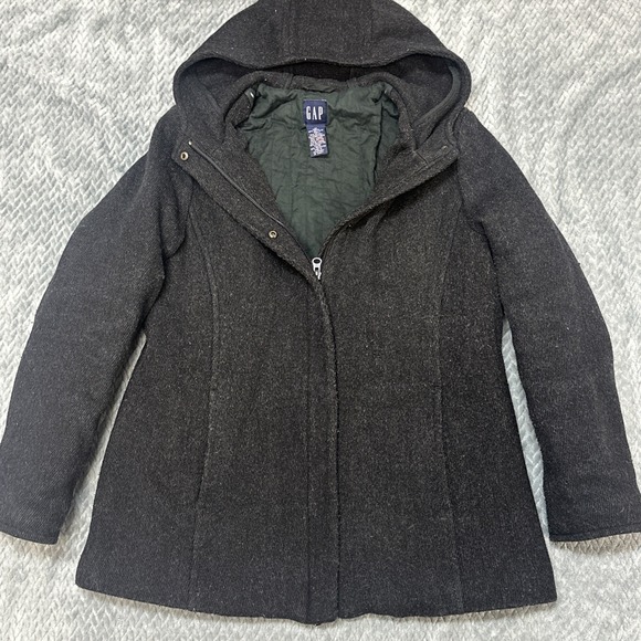 GAP Jackets & Blazers - GAP Wool Coat Women's Medium Quilted Lining Hooded Full Zip Jacket